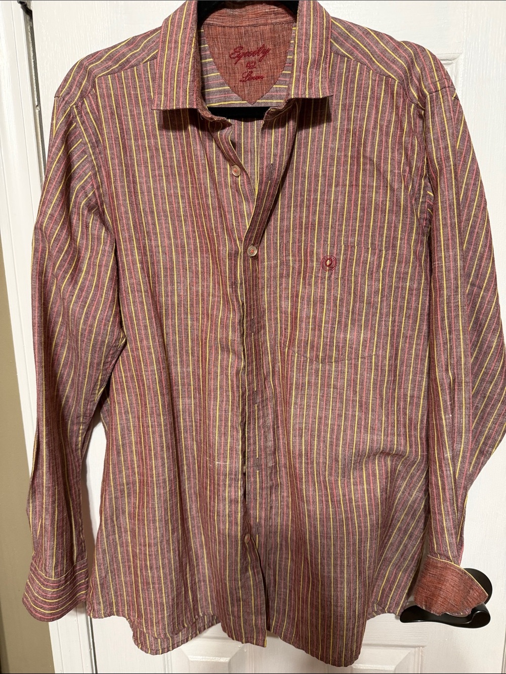 Gant Burgundy and Yellow Striped Button-Down Shirt